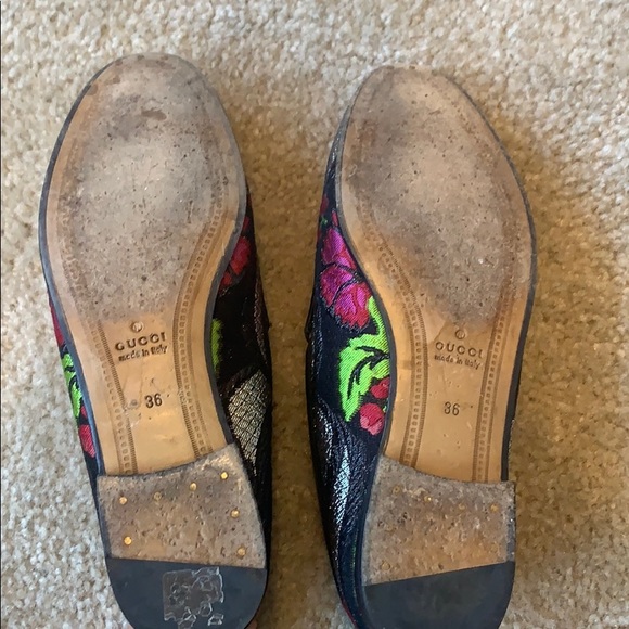 Gucci Jordaan leather-trim metallic floral loafers - Picture 6 of 11